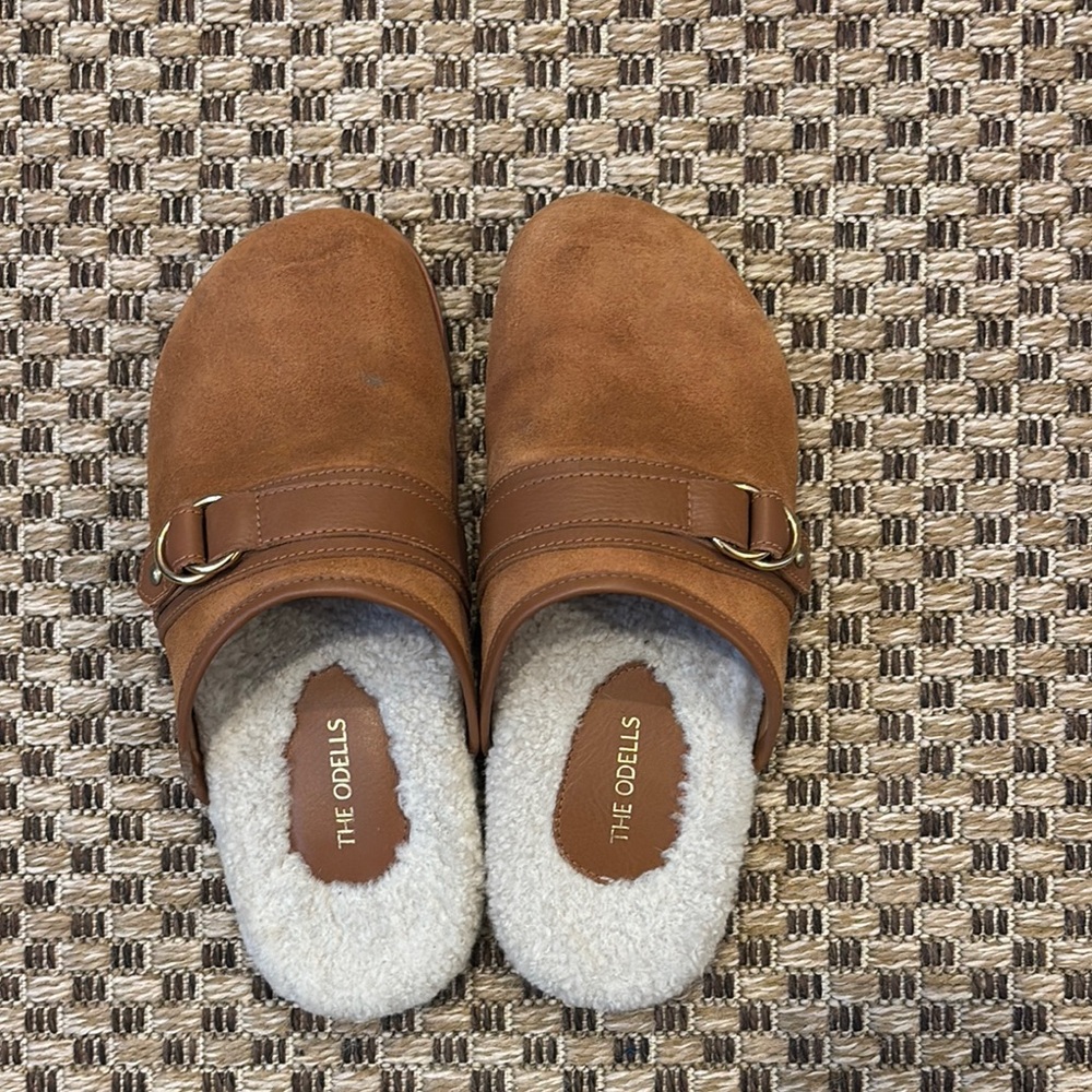 The Odells Brown Suede Slip-On Clogs